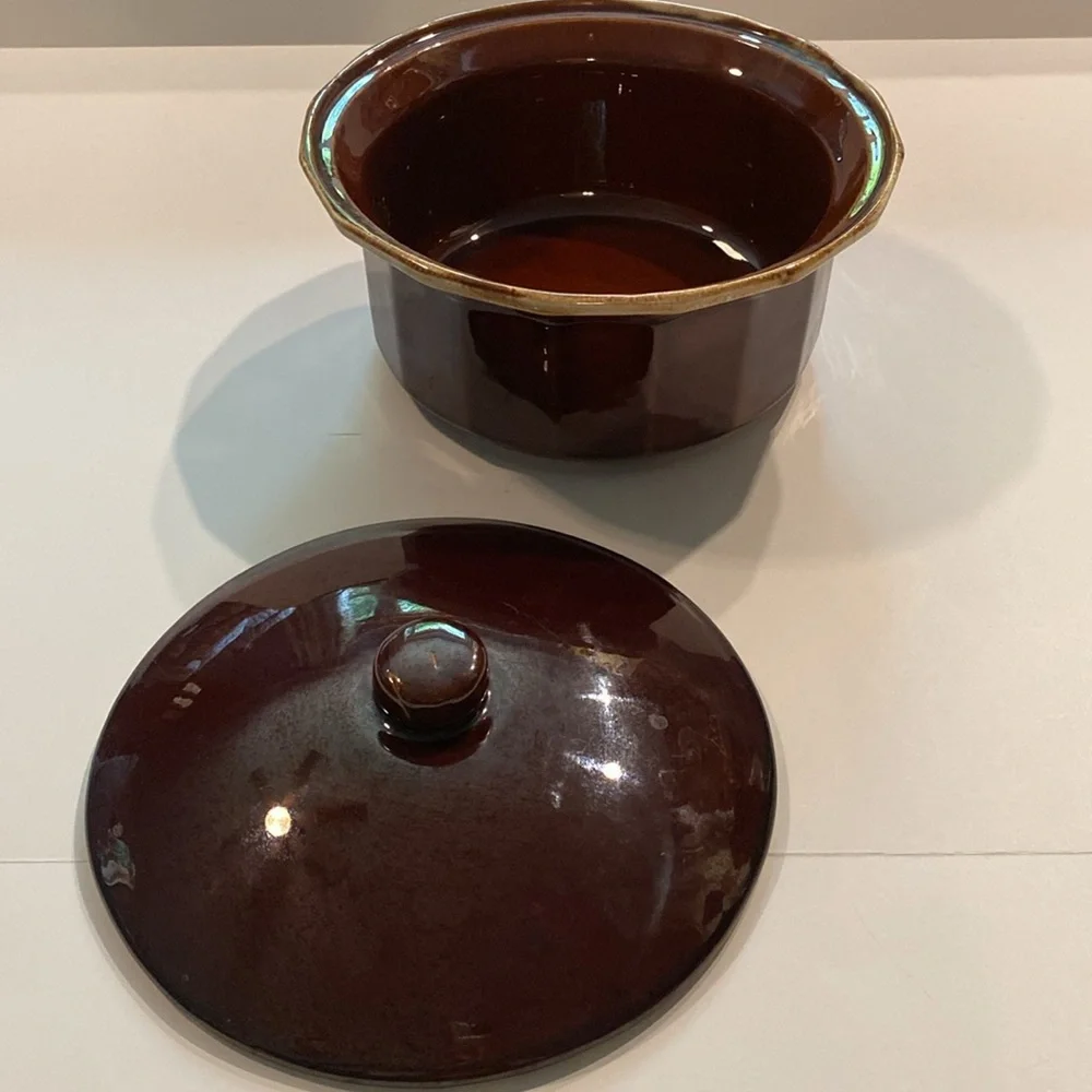 McCoy Brown Drip Glaze Pottery 7076 Bean/Casserole Dish Pot Vintage - Picture 4 of 17